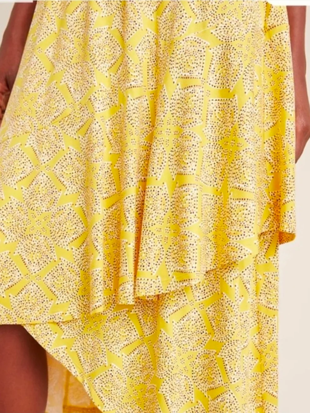 Maeve Anthropologie Fete A-Line Dress Yellow Floral Surplice Stretch Medium
